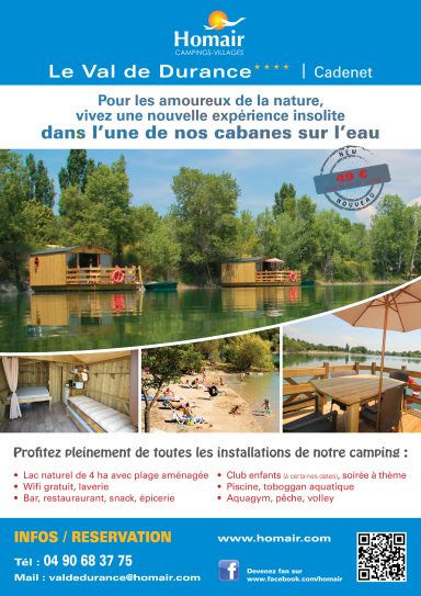 Cabines sur l'eau au Val de Durance, offrant une expérience nature unique. 